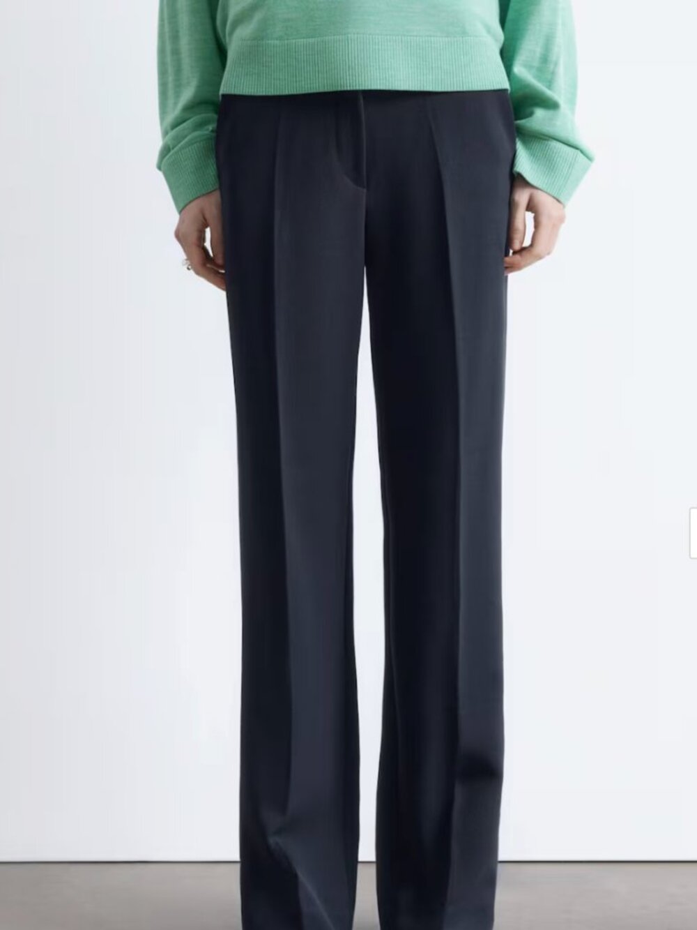 & Other Stories Straight Press-Crease Trousers Navy - Picture 2 of 3